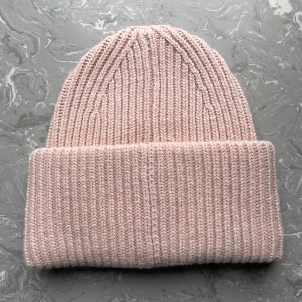 Acne Studios Light Pink Wool Face Patch Beanie Co… - image 2